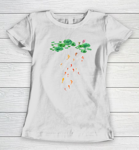 Watercolor Japanese Koi Fish Goldfish Lily Pad Lotus Leaf Beauty Women's T-Shirt