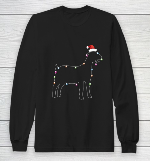 Santa Goat Christmas color led light Funny Xmas Goat Long Sleeve T-Shirt