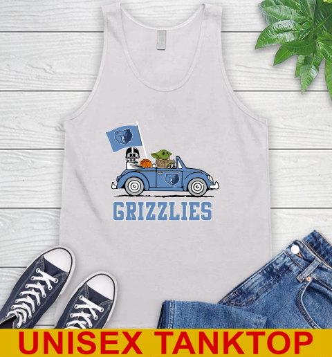 NBA Basketball Memphis Grizzlies Darth Vader Baby Yoda Driving Star Wars Shirt Tank Top
