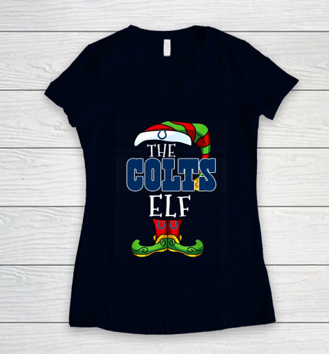 Indianapolis Colts Christmas ELF Funny NFL Women's V-Neck T-Shirt 2