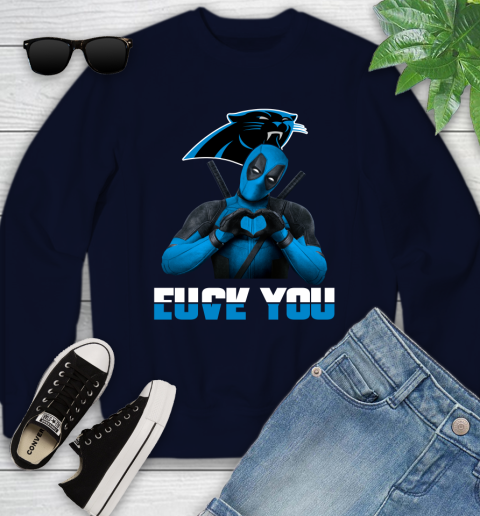 NHL Carolina Panthers Deadpool Love You Fuck You Football Sports Youth Sweatshirt 2