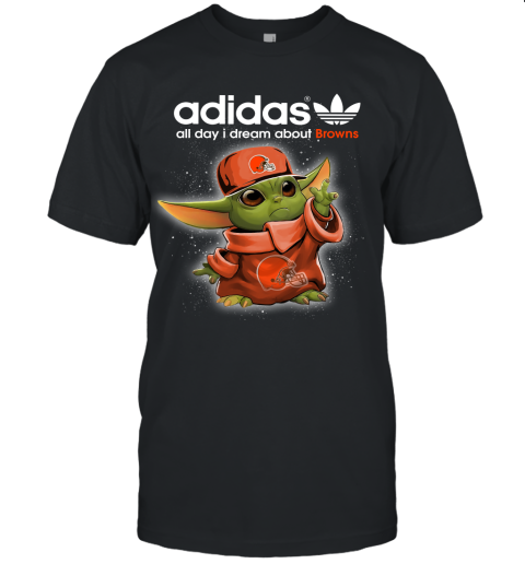 Baby Yoda Adidas All Day I Dream About Cleveland Browns Unisex Jersey Tee