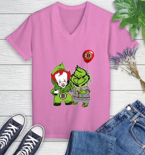 Boston Bruins Baby Pennywise Grinch Christmas Nhl Hockey T Shirt