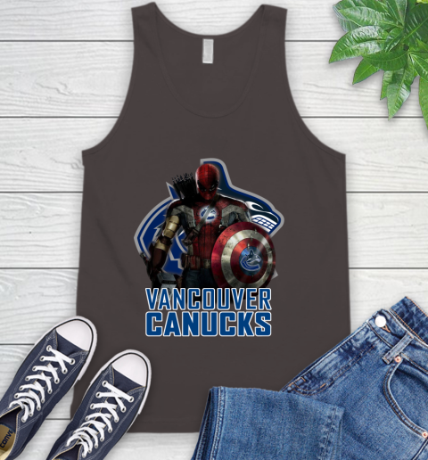 NHL Captain America Thor Spider Man Hawkeye Avengers Endgame Hockey Vancouver Canucks Tank Top 7