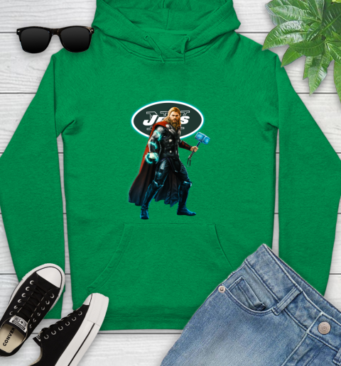 NFL Thor Avengers Endgame Football New York Jets Youth Hoodie 8 NFL Thor Avengers Endgame Football New York Jets Youth Hoodie - Image 8