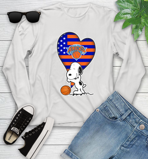 New York Knicks NBA Basketball The Peanuts Movie Adorable Snoopy Youth Long Sleeve