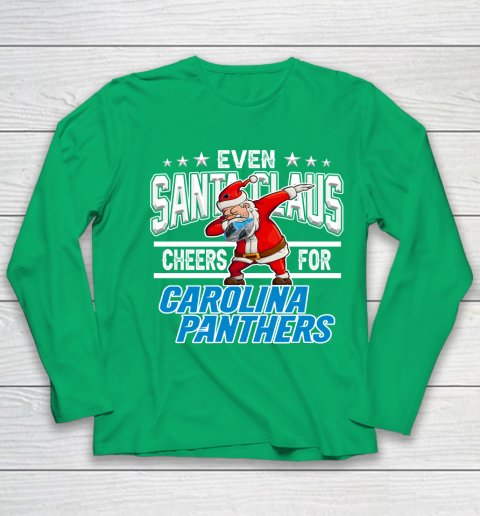 Carolina Panthers Even Santa Claus Cheers For Christmas NFL Youth Long Sleeve 4