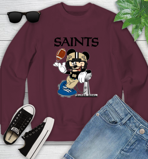 NFL New Orleans Saints Mickey Mouse Disney Super Bowl Football T Shirt Youth Sweatshirt 5