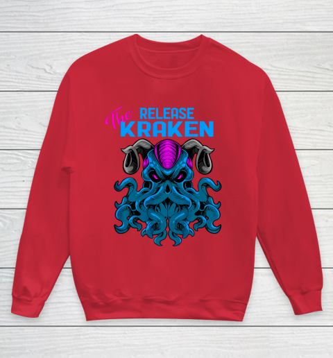 Kraken Sea Monster Vintage Release the Kraken Giant Kraken Youth Sweatshirt 4