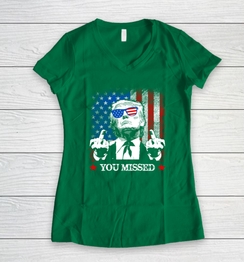 You Missed Trump 2024 US American Flag Women's V-Neck T-Shirt 3