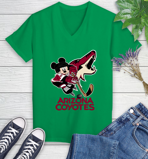 NHL Arizona Coyotes Mickey Mouse Disney Hockey T Shirt Women's V-Neck T-Shirt 5