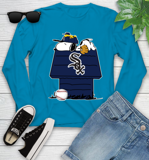 MLB Chicago White Sox Snoopy Woodstock The Peanuts Movie Baseball T Shirt Youth Long Sleeve 7