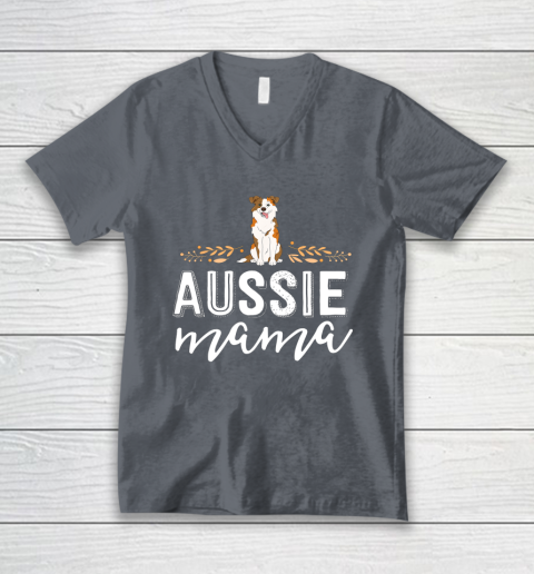 Dog Mom Shirt Aussie Mama Dog Mom Shirt For Women Australian Shepherd V-Neck T-Shirt 4