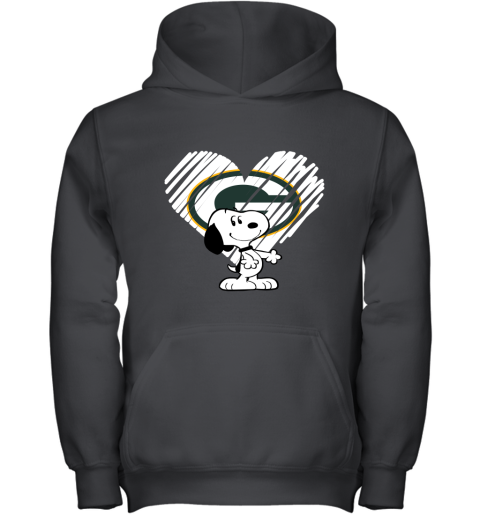 I Love Snoopy Green Bay Packers In My Heart NFL Youth Hoodie