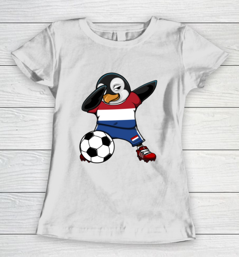 Dabbing Penguin Netherlands Soccer Fan Jersey Football Lover Women's T-Shirt