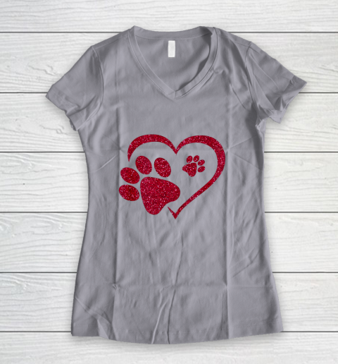 Paw Print Heart Dog Cat Owner Lover Girl Valentine Day Shirt