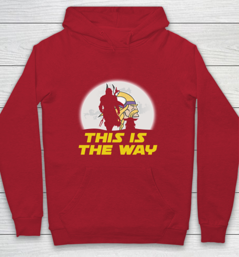 Minnesota Vikings NFL Football Star Wars Yoda And Mandalorian This Is The Way Youth Hoodie 7