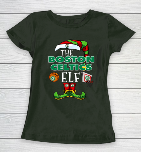 Boston Celtics Christmas ELF Funny NBA Women's T-Shirt 4