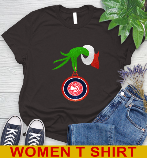 Atlanta Hawks Grinch Merry Christmas NBA Basketball Women's T-Shirt 8