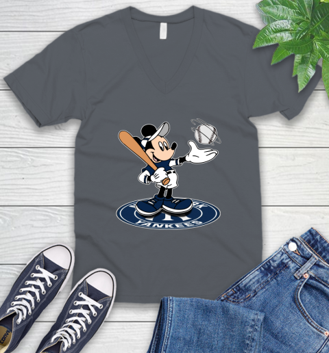 MLB Baseball New York Yankees Cheerful Mickey Disney Shirt V-Neck T-Shirt 5