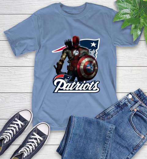 NFL Captain America Thor Spider Man Hawkeye Avengers Endgame Football New England Patriots T-Shirt 11