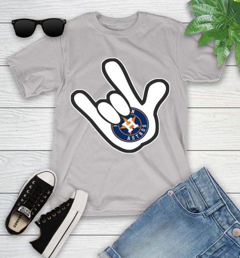 Houston Astros MLB Baseball Mickey Rock Hand Disney Youth T-Shirt 12