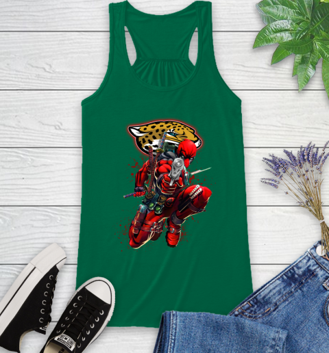NFL Deadpool Marvel Comics Sports Football Jacksonville Jaguars Racerback Tank 7