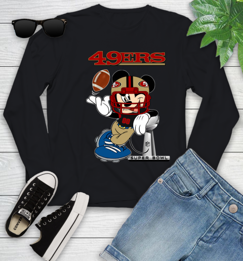 NFL San Francisco 49ers Mickey Mouse Disney Super Bowl Football T Shirt Youth Long Sleeve 2