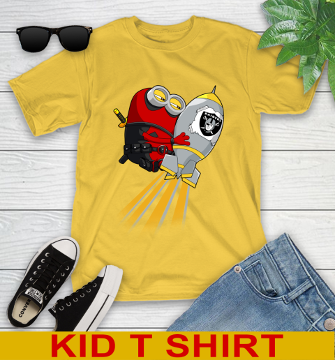 NFL Football Oakland Raiders Deadpool Minion Marvel Shirt Youth T-Shirt 9