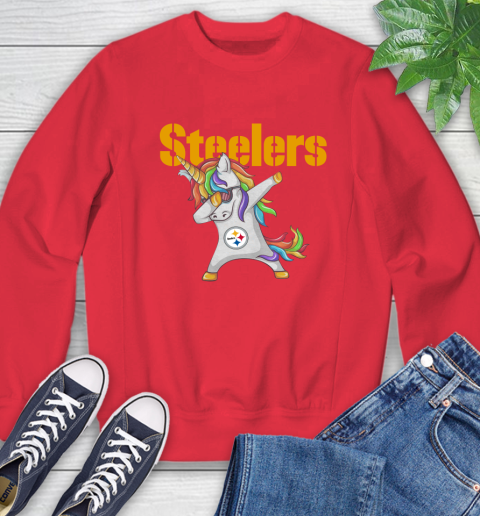 Pittsburgh Steelers NFL Football Funny Unicorn Dabbing Sports Sweatshirt 10