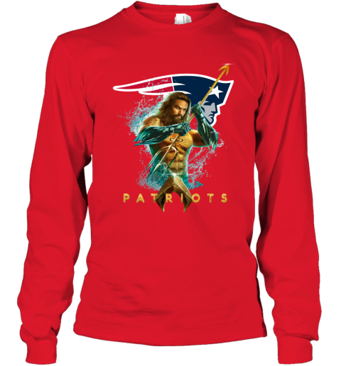 NFL New England Patriots Aquaman DC Football Sports YzopRXXoXXV long sleeve tee 14 95 151514 front red