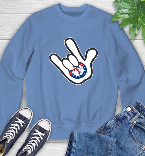 Texas Rangers MLB Baseball Mickey Rock Hand Disney Sweatshirt 11