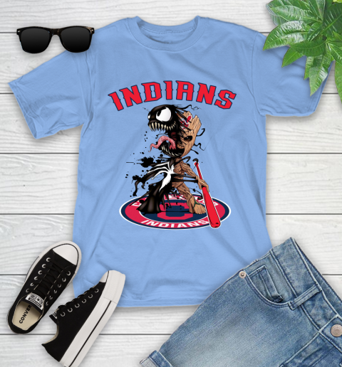 MLB Cleveland Indians Baseball Venom Groot Guardians Of The Galaxy Youth T-Shirt 11