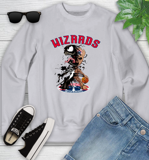 NBA Washington Wizards Basketball Venom Groot Guardians Of The Galaxy Youth Sweatshirt 4