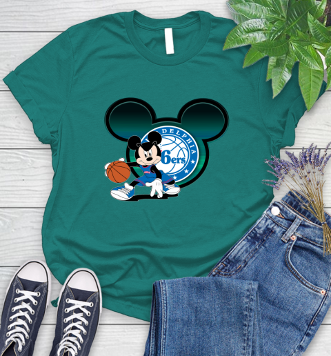 NBA Philadelphia 76ers Mickey Mouse Disney Basketball Women's T-Shirt 12