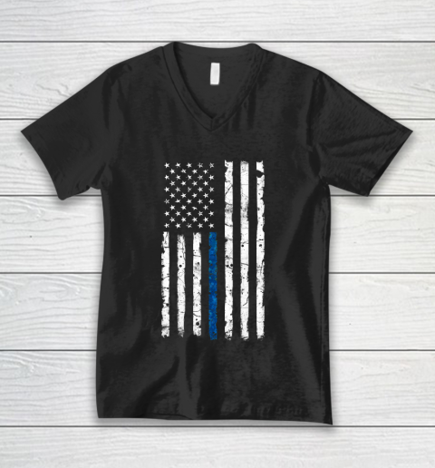 Thin Blue Line America Flag V-Neck T-Shirt
