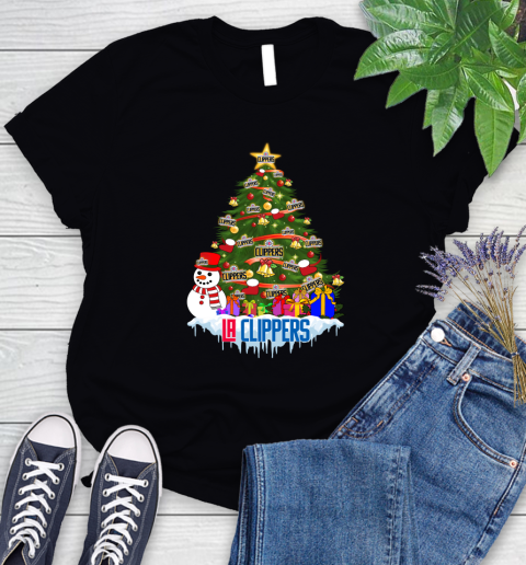 LA Clippers Merry Christmas NBA Basketball Sports Women's T-Shirt 3 LA Clippers Merry Christmas NBA Basketball Sports Women's T-Shirt - Image 3