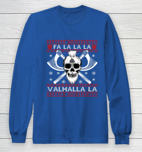 Ugly Christmas Sweater Fa La La Valhalla Viking Long Sleeve T-Shirt 6