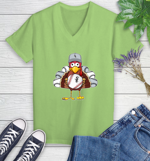 Chicago White Sox Turkey thanksgiving Women's V-Neck T-Shirt 11