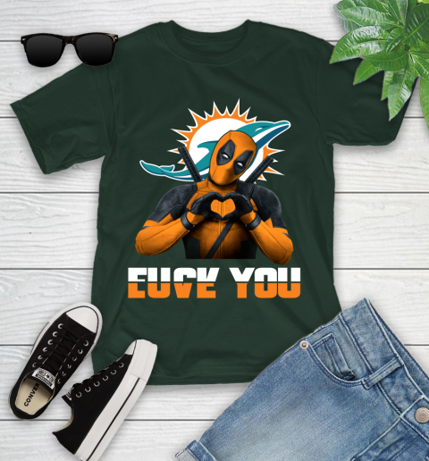 NHL Miami Dolphins Deadpool Love You Fuck You Football Sports Youth T-Shirt 5