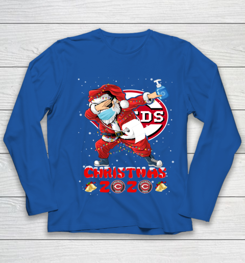 Cincinnati Reds Funny Santa Claus Dabbing Christmas 2020 MLB Youth Long Sleeve 7