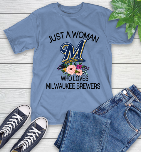 MLB Just A Woman Who Loves Milwaukee Brewers Baseball Sports T-Shirt 11