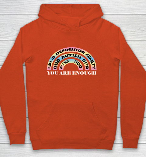 You Are Enough Rainbow Pastel Color Lovers Disability Awareness SPED Gifts Special Educators Advocat Autism Awareness Youth Hoodie 3