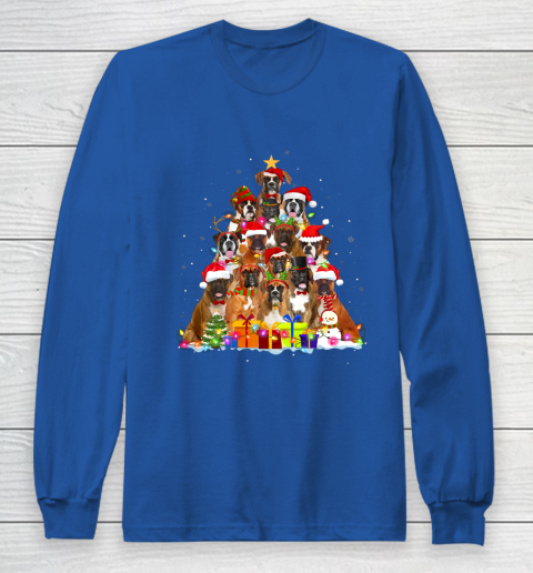 Christmas Pajama Boxer Tree Xmas Gifts Dog Dad Mom Long Sleeve T-Shirt 6