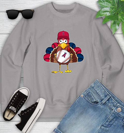 Los Angeles Angels Turkey thanksgiving Youth Sweatshirt 4