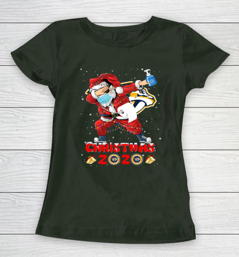 Nashville Predators Funny Santa Claus Dabbing Christmas 2020 NHL Women's T-Shirt 4