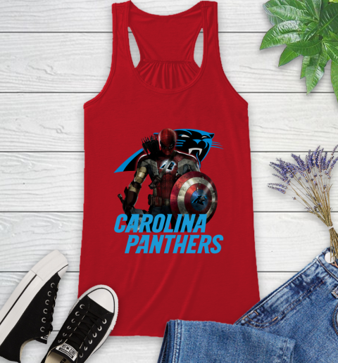 NFL Captain America Thor Spider Man Hawkeye Avengers Endgame Football Carolina Panthers Racerback Tank 6