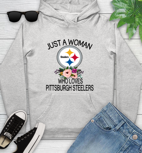 NFL Just A Woman Who Loves Pittsburgh Steelers Football Sports Youth Hoodie