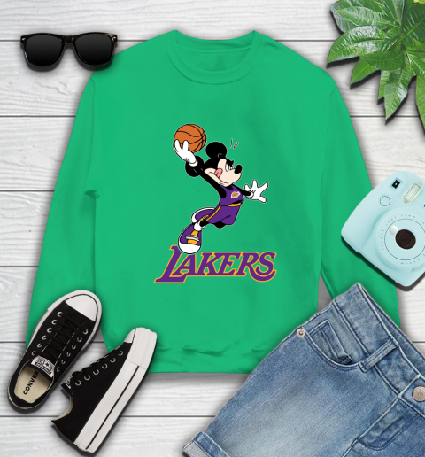 NBA Basketball Los Angeles Lakers Cheerful Mickey Mouse Shirt Sweatshirt 7