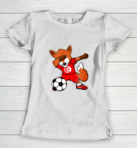 Dabbing Fox Tunisia Soccer Fans Jersey Tunisian Football Fan Women's T-Shirt
